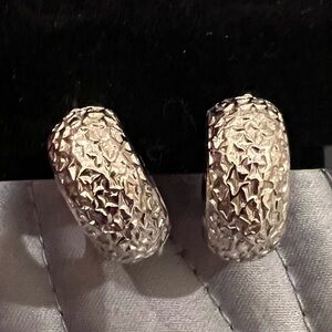 Silver Textured Hoop Earrings